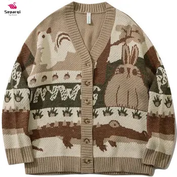 Vintage Megztinis Negabaritinių Megztinis Naujas Japonų Harajuku Animacinių Filmų Megzti Megztinis (Puloveris) Hip-Hop Streetwear Prarasti Trikotažas Viršūnės