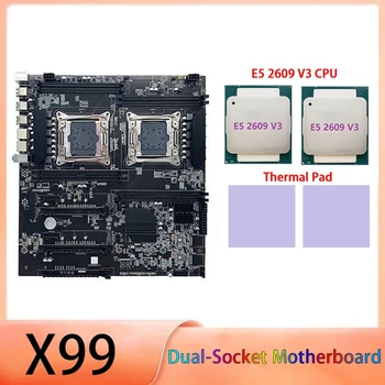 X99 Dual-Socket motininę Plokštę LGA2011-3 Dual CPU Support RECC DDR4 Atmintį, 2XE5 2609 V3 CPU+2Xthermal Trinkelėmis PCB + Metalo 33X31cm
