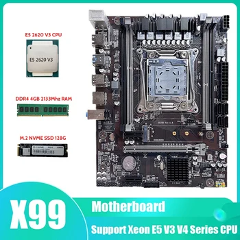 X99 Plokštė LGA2011-3 Kompiuterio Plokštę Paramos DDR4 RAM Su E5 2620 V3 CPU+DDR4 4GB 2133Mhz atmintis (RAM+2 M. SSD 128G