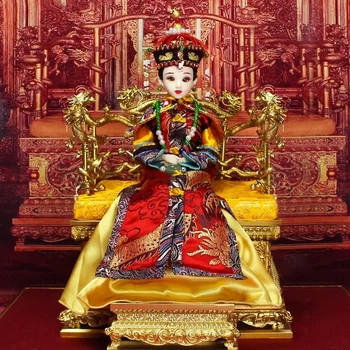 Čing Dinastijos lėlės Kinijos antika, Senovės kostiumas Imperatorienė Dowager elegancija 3D tiesa akis Naujųjų Metų dovana Ribota kolekcija