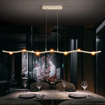 Šiaurės minimalistinis LED kambarį liustra apšvietimo, restoranas, meno ilgai liustra apdailos juostą eilėje biuro kabo žibintai