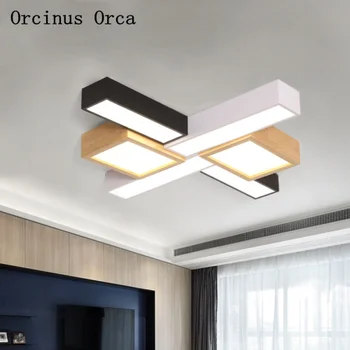 Šiaurės modernus kompaktiškas LED medžio masyvo lubų lempa kambarį kūrybinė asmenybė sujungimas lubų lempa nemokamas pristatymas