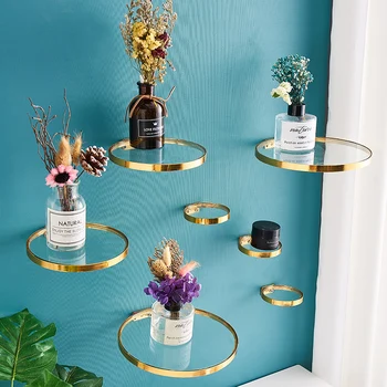 Šiaurės Stiklo Lentynos Paprasta Augalų, Gėlių Kambarį Metalo Dekoratyvinės Sienų Lentynos Namų Puošybai sienos lentynos, lentynos modernus dekoro